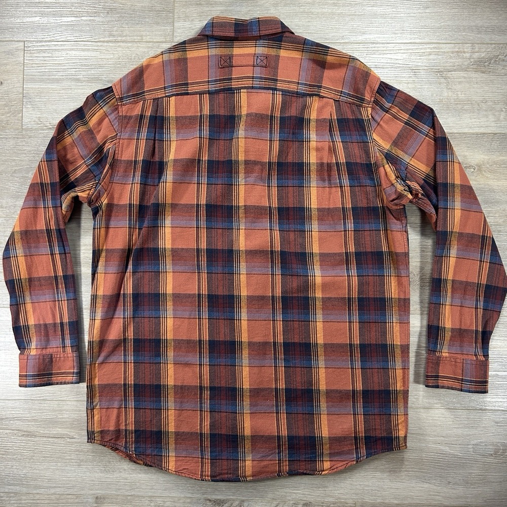 Duluth Trading Co Relaxed Fit Large Tall Orange Plaid Long Sleeve Button Down - Picture 3 of 10